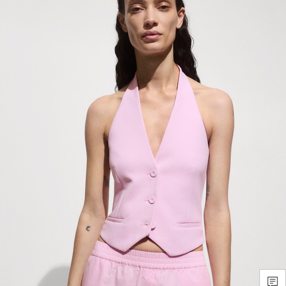MANGO HALTER NECK GILET WITH BUTTONS - Picture 1 of 4